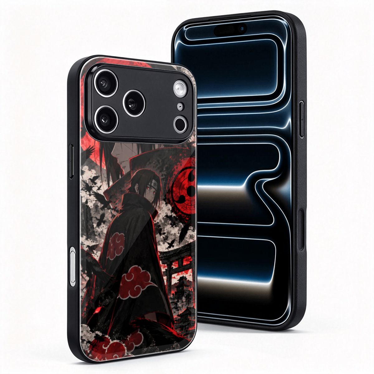 iPhone 18 Pro Max Glass Phone Case Itachi Uchiha Beneath the Blood Moon Untitled design