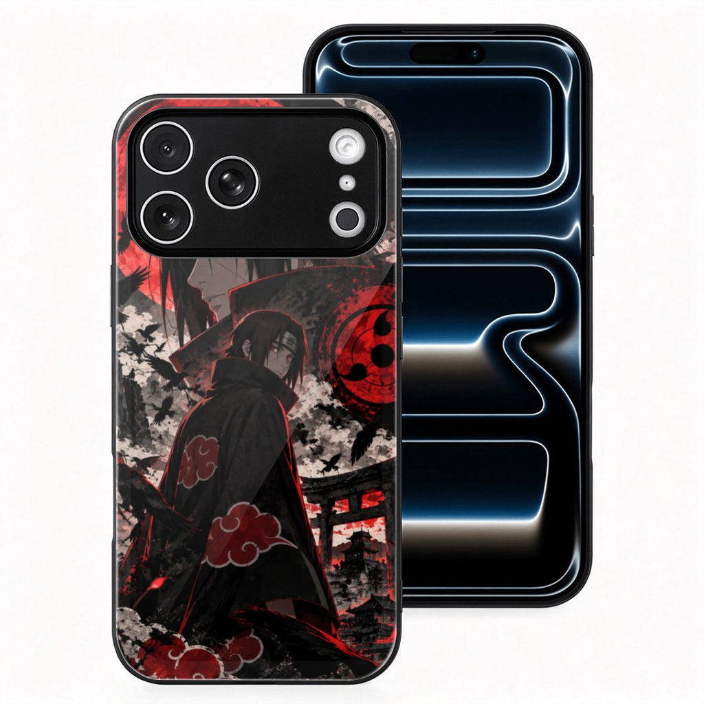 iPhone 18 Pro Max Glass Phone Case Itachi Uchiha Beneath the Blood Moon Untitled design