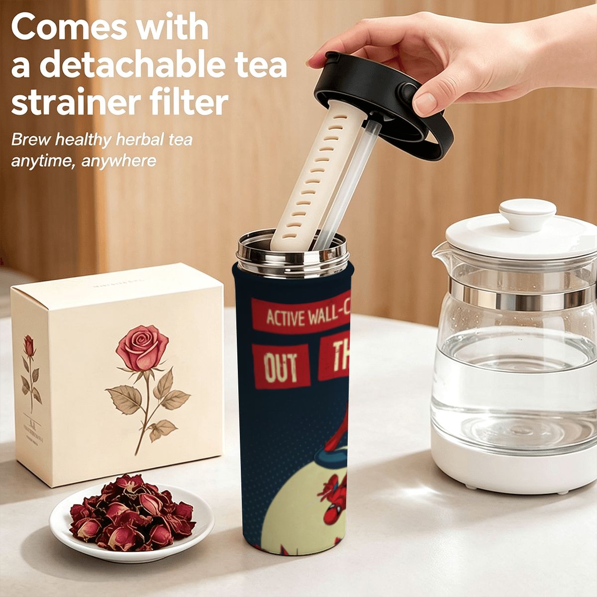20oz Tea Infuser Tumbler Black Red and White Bold Motivational T Shirt (2)