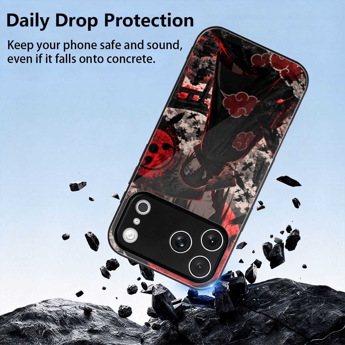 iPhone 18 Pro Max Glass Phone Case Itachi Uchiha Beneath the Blood Moon Untitled design