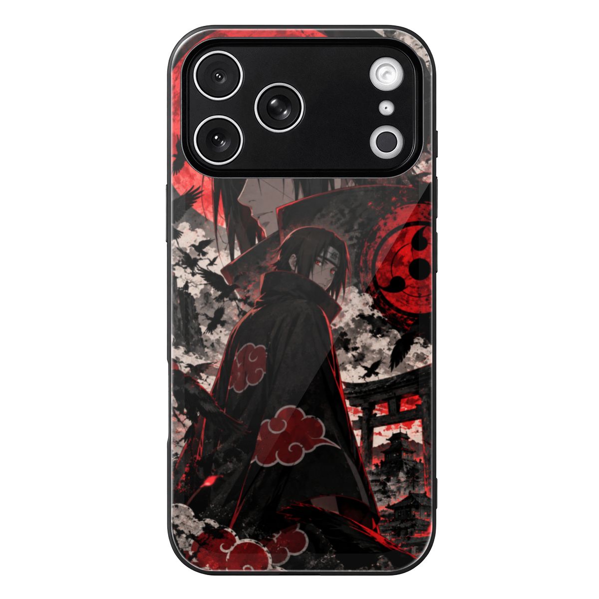 iPhone 18 Pro Max Glass Phone Case Itachi Uchiha Beneath the Blood Moon Untitled design